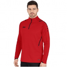 JAKO Langarmshirt Ziptop Challenge - Fleece-Innenseite, Zip-Reissverschluss - rot Herren